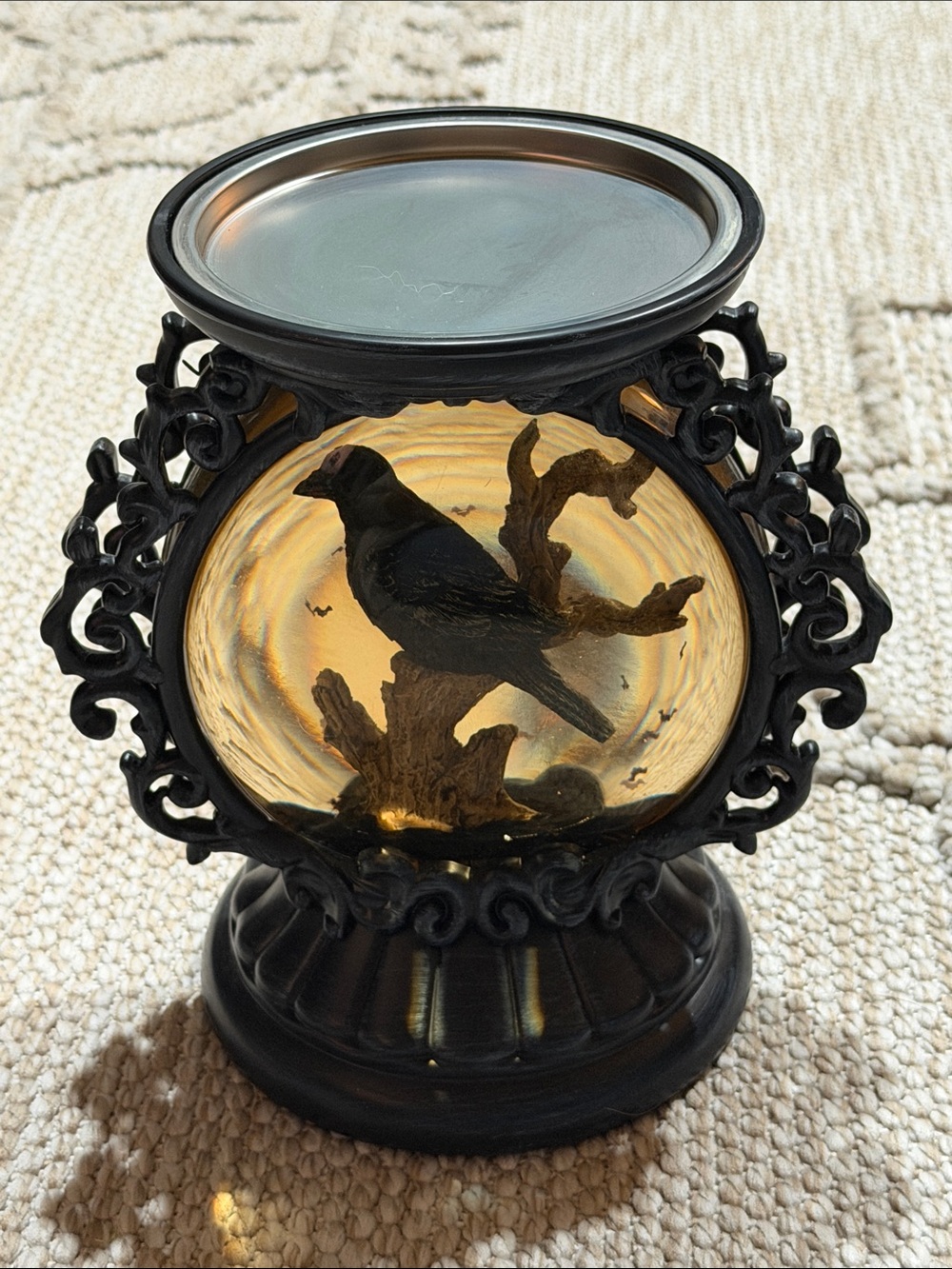 Bath and Body Works Decorative Black Crow 3 Wick Candle Stand